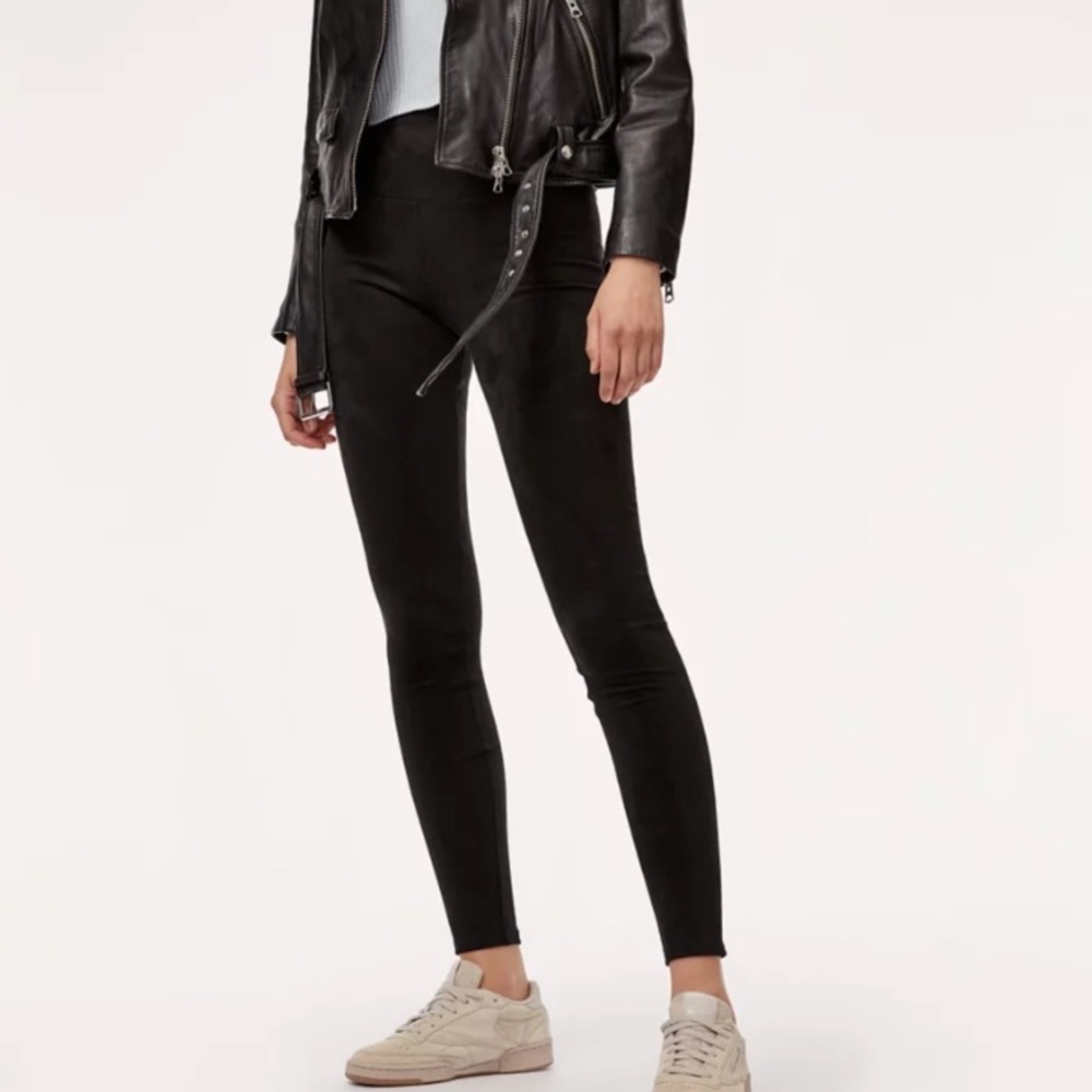 Wilfred Free Aritzia Daria Pant Faux Suede Legging Size Small Black​​​​​​​​​​​